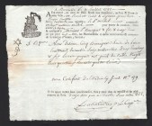 France Marsielle Custom Document 1790 With Jewish Star Rare
XF
