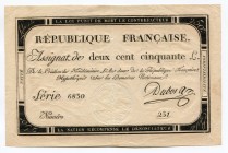 France 250 Livres 1793 
P# A75; Pin Holes; XF