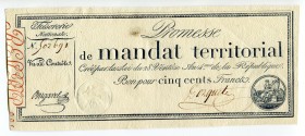 France 500 Francs 1796 
P# A86a; # 502691; XF