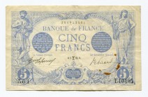 France 5 Francs 1916 
P# 70; Pin Holes; VF