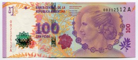 Argentina 100 Pesos 2012 Commemorative
P# 358; № 00212512 A; UNC; 1st Issue; "Eva Perón"