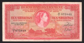 Bermuda 10 Shillings 1957 
P# 19b; F