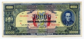 Bolivia 10000 Bolivianos 1945 
P# 146; VF