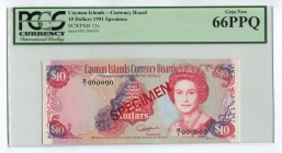 Cayman Islands 10 Dollars 1991 Specimen RARE PCGS66
P# 13s; № B/1 000000; UNC; RARE