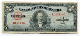 Cuba 1 Peso 1949 
P# 77a; # L 014714 C; F-VF