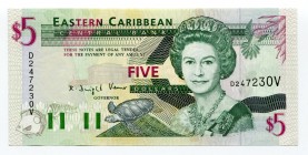 East Caribbean States St. Vincent 5 Dollars 1994 (ND) 
P# 31v; UNC