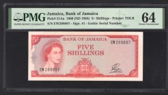 Jamaica 5 Shillings 1960 Rare PMG 64
P# 51Aa; UNC