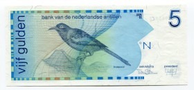 Netherlands Antilles 5 Gulden 1986 
P# 22a; UNC