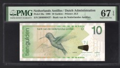 Netherlands Antilles 10 Gulden 1998 Rare Date PMG 67
P# 28a; UNC