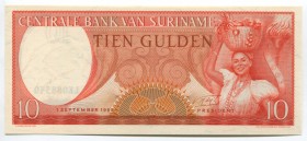 Suriname 10 Gulden 1963 
P# 121b; UNC
