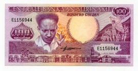 Suriname 100 Gulden 1986 
P# 133a; UNC