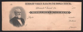 United States Lehigh Valley Railroad Company Check Proof on Card 1880 
XF