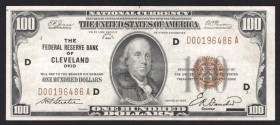 United States National Currency Cleveland Ohio 100 Dollars 1929 Rare
XF