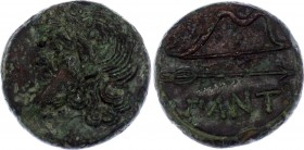 Ancient Greece Tetrahalk 330 - 310 BC Pantikapaion
11.94gm. Obv: Head of Pan or of a satyr left. Rev: Bow above arrow right, ΠANTI below. Mac Donald ...