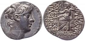 Seleucid Empire Tetradrachm 94 - 83 BC Antiochos X
Newalell# 430; Silver 15,79g.; Antioch on the Orontes mint. First reign at Antioch, 94 BC. Diademe...