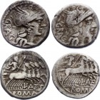 Roman Republic 2 x Denarius 136 BC L. Antestius Gragulus
Obv: Helmeted bust of Roma right; GRAG. Rev: Jupiter in quadriga right, brandishing thunderb...