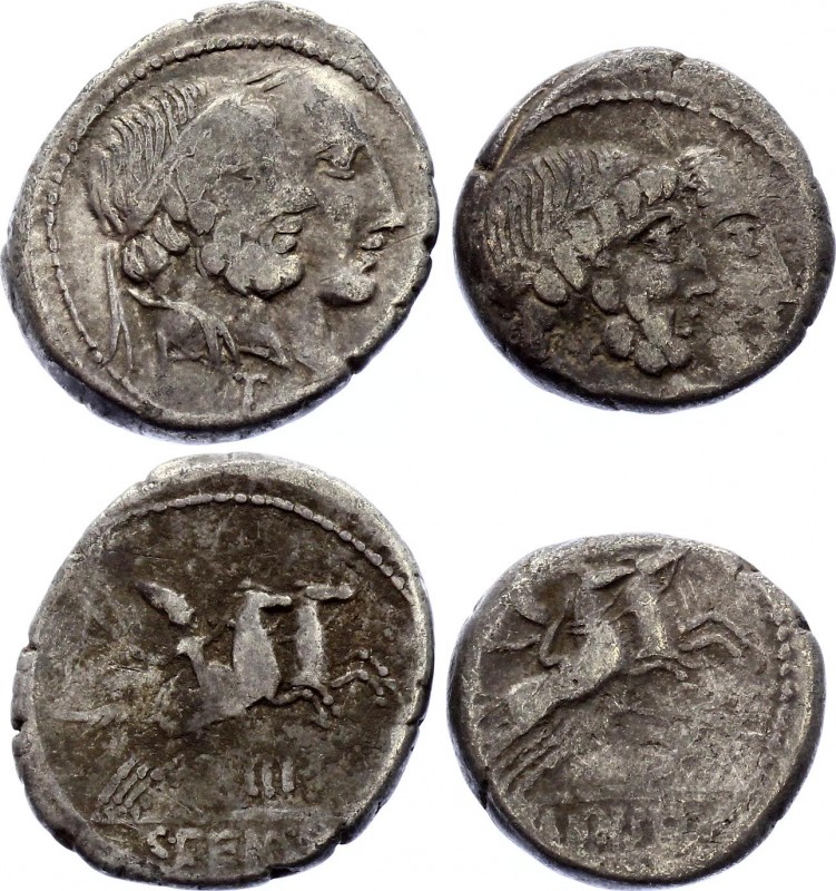 Roman Republic 2 x Denarius 88 BC C. Censorinus
Obv: Jugate heads of Numa Pompi...
