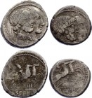 Roman Republic 2 x Denarius 88 BC C. Censorinus
Obv: Jugate heads of Numa Pompilius and Ancus Marcius right. Rev: two horses galloping right, rider o...
