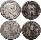 Roman Republic 2 x Denarius 62 BC L. Aemilius Lepidus Paullus
Obv: diademed and veiled head of Concordia facing right. Rev: TER / PAVLLVS, trophy of ...
