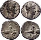 Roman Republic 2 x Denarius 27 BC - 14 AD AUGUSTUS
Obv: AVGVSTVS DIVI F. Bare head right. Rev. Rev: IMP XI. Capricorn right, holding globe. Ref: RIC ...