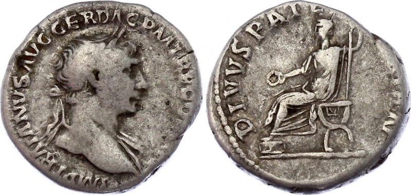 Roman Empire Denarius 112 - 114 AD Trajan
3,08 g; Obv: IMPTRAIANOAVGGERDACPMTRP...