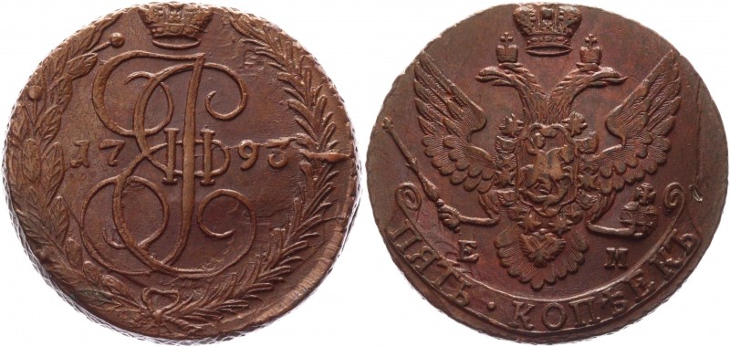 Russia 5 Kopeks 1793 EM
Bit# 647; Conros# 180/67; Copper 54,51g.; UNC