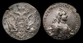 Russia 1 Rouble 1764 СПБ СА
Bit# 186; Silver 22.97g 36.5mm; Flan Defect; Mint Luster; UNC+