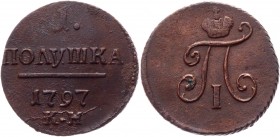 Russia Polushka 1797 KM R1
Bit# 167 R; Conros# 239/3; 3 Roubles by Petrov; 3 Rouble by Iliyn; Copper 2,15g.; XF-AUNC
