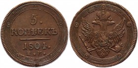 Russia 5 Kopeks 1804 EM
Bit# 290; Conros# 182/9; Copper 48,02g.; AUNC
