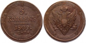 Russia 5 Kopeks 1809 EM
Bit# 299; Conros# 182/17; Copper 60,04g.; AUNC