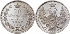 Russia 20 Kopeks 1852 СПБ ПА
Bit# 341; Conros# 145/34; Silver 4,14g.; XF