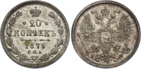 Russia 20 Kopeks 1879 СПБ НФ
Bit# 232; Silver 3.54g; UNC