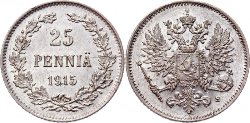 Russia - Finland 25 Pennia 1915 
Bit# 420; Conros# 486/26; Silver 1,27g.; UNC (...