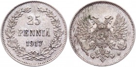 Russia - Finland 25 Pennia 1917 
Bit# GSF2; Conros# 486/29; Silver 1,25g.; UNC (MS?)