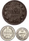 Russia - Finland 10-25-50 Pennia 1917 
Silver/Copper