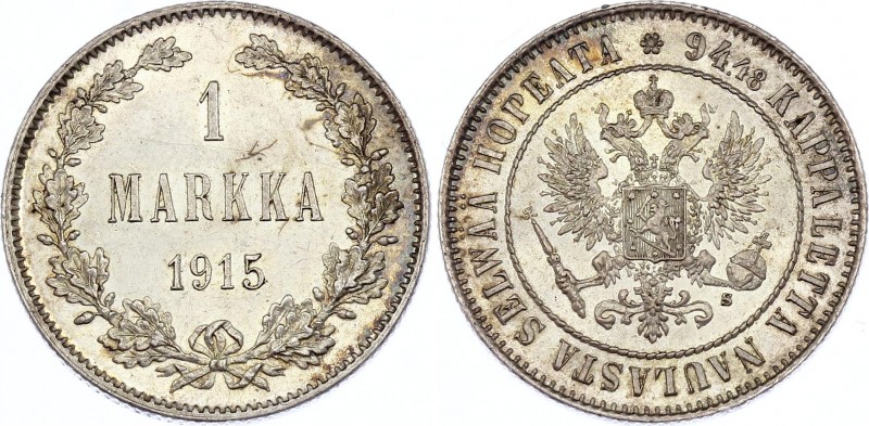 Russia - Finland 1 Markka 1915 S
Bit# 401; Silver 5.08g; UNC