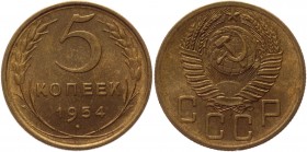 Russia - USSR 5 Kopeks 1954 
Y# 115; Aluminum-Bronze 4,93g.; UNC.