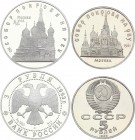 Russia - USSR 3 & 5 Roubles 1989 
Silver & Copper - Nickel; Proof; World Famous Vasily Cathedral in the Red Square in Moscow