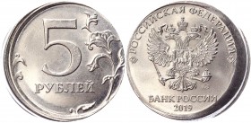 Russian Federation 5 Roubles 2019 ММД Error Double Offset
Y# 799a; Nickel Plated Steel 6,11g.; UNC