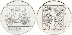 Czech Republic 200 Korun 1997 
KM# 26; Silver; 100th Anniversary of Production of "The Präsident", the First Passenger Car in Central Europe; UNC