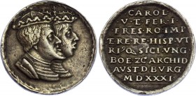 Holy Roman Empire Medal "Charles V and Ferdinand" 1531 Very Rare!
Bronze 8.49g 28mm; Inscription: CAROL/ V. E. FER. I./ FRES. RO. IMP/ ERE. RE. HISP....