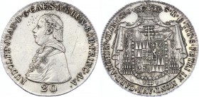 Austria Bohemia Olmutz 20 Kreuzer 1820 
KM# 490; Silver; Rudolph Johann; XF+