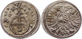 Austria 3 Pfenning 1694 MB
KM# 594 3P; Silver 1,2 g.; Leopold I; Plain edge; Coin from an old collection; Natural grey patina; Pleasant colour; Attra...