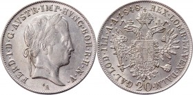 Austria 20 Kreuzer 1848 A
KM# 2208; Silver 6,66g.; UNC