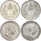 Austria 2 x 1 Corona 1915 & 1916
KM# 2820; Silver; Franz Joseph I; UNC