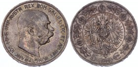 Austria 5 Corona 1909 
KM# 2813; Silver; Franz Joseph I; XF With Nice Toning!