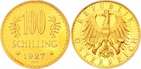 Austria 100 Schilling 1927 
KM# 284; Gold (.900) 23.30g 33mm; Prooflike