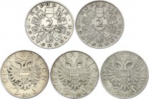 Austria 5 x 2 Shilling 1928 - 1936
Silver; Various Dates & Motives