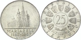 Austria 25 Schilling 1957 
KM# 2883; Silver; Mariazell Basilica - 8th Centennial