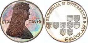 Austria - Belgium Silver Medal "Europalia Austria - Maximilian of Austria" 1987 
Silver 19.89g 34mm; Proof with Amazing Patina!